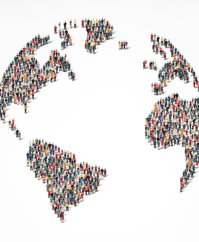 Forme du globe avec des personnes