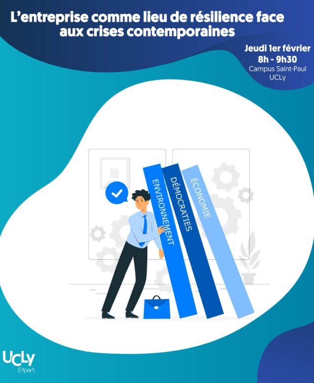 Affiche l'entreprise comme lieu de résilience face aux crises contemporaines